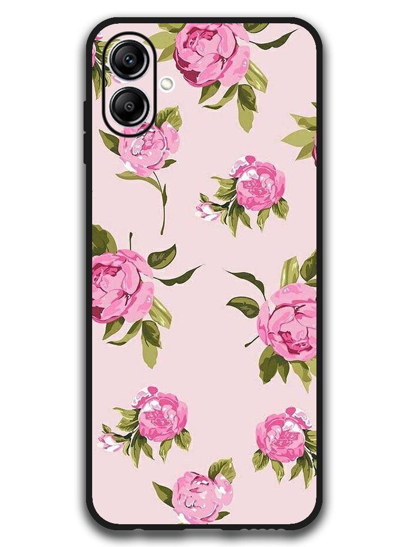 Theodor Case Compatible with Samsung Galaxy A07 6.7 Inch Protection Shockproof Bumper Cover Hand Painting Pink Flower - Image 1